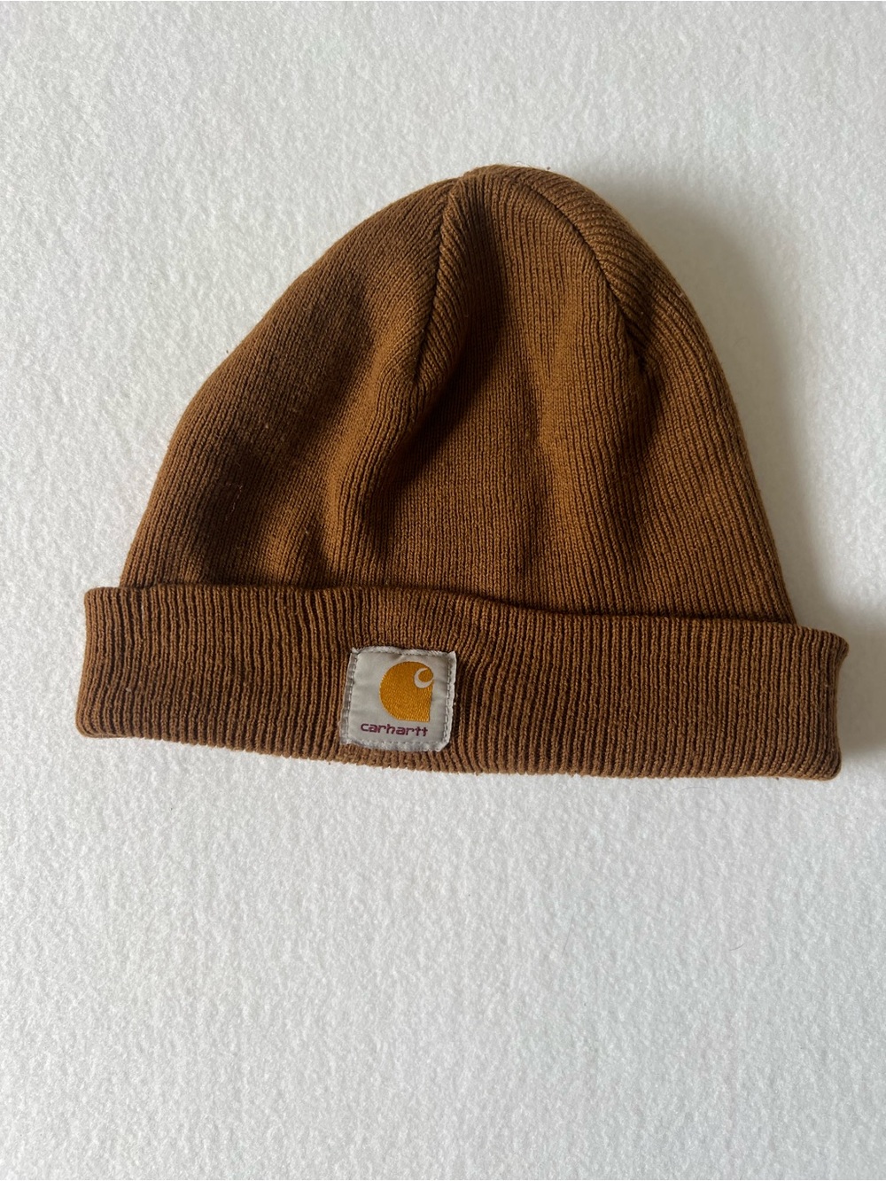 Carhartt Acrylic Watch Hat Beanie Brown Knit Cuffed Logo Patch Unisex USA